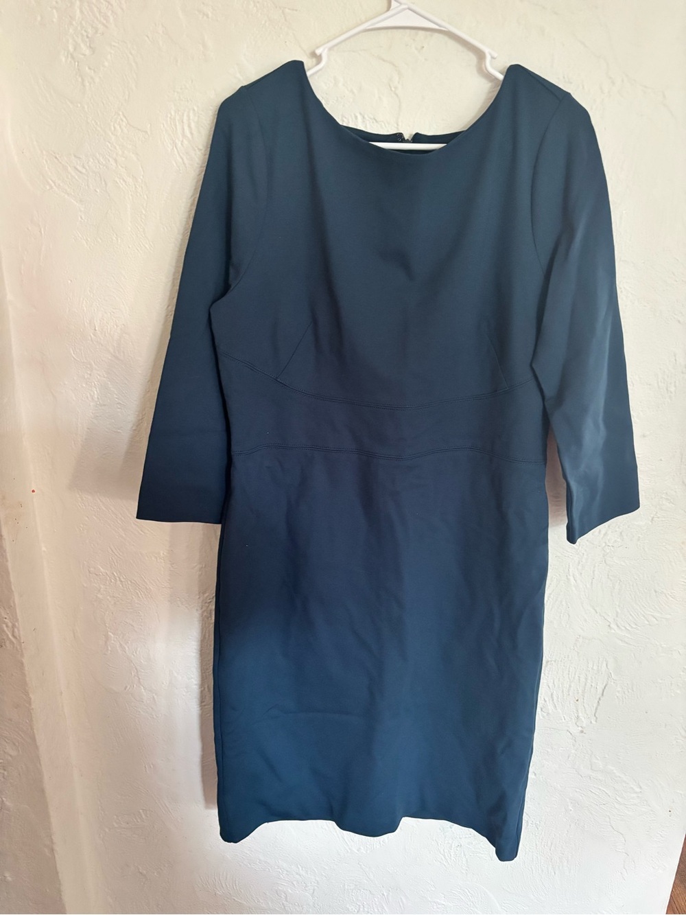 Ann Taylor Teal Sheath Dress with 3/4 Sleeves